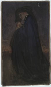 Study. Man in blue cloak, moonlight