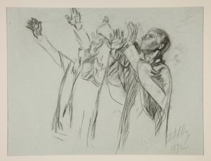 Study for The Arthurian Round Table and the Fable of the Seat Perilous, from The Quest of the Holy Grail (third of a series of fifteen paintings for the Boston Public Library, completed in 1901)