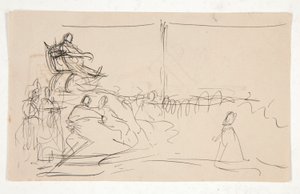 Study for Trial of Queen Katherine. Coat of arms on back.