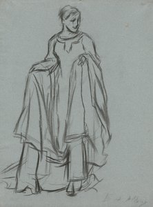 Study for Draped Female, Figure Study for The Quest of the Holy Grail (Series of 15 Paintings for the Boston Public Library, Completed in 1901) by Edwin Austin Abbey