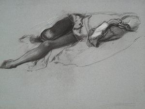 Study for the Reclining Figure of Hamlet, from The Play Scene, Hamlet, Act 3, Scene 2 by Edwin Austin Abbey