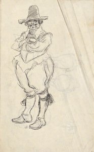 Study of a Man in 17th Century Dutch Costume - Unidentified. Studies on Reverse by Edwin Austin Abbey