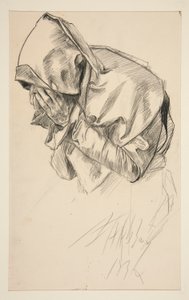Study of a robed figure, crying, for The Quest of the Holy Grail mural series at Boston Public Library
