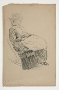 Study of an Elderly Woman in Rocking Chair, Reading by Edwin Austin Abbey