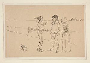 Study of Two Men, Woman, and a Dog, from Love by Edwin Austin Abbey