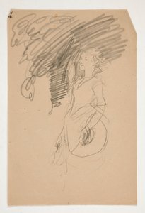 Study of Woman in XVIII Century Costume Holding Her Hat