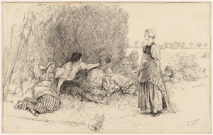 The Harvesters, Illustration to "The Leather Bottèl" by Edwin Austin Abbey