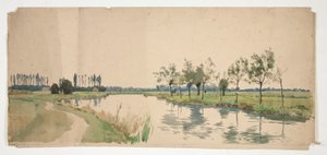 Trees Lining a Riverbank by Edwin Austin Abbey