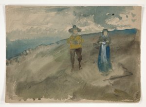 Two Figures in a Landscape (recto); Study of Man