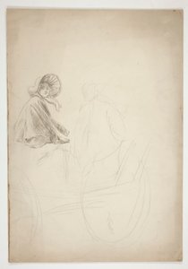 Two Figures Seated on a Cart (unidentified illustration) by Edwin Austin Abbey