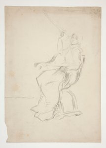 Woman Seated in Chair (recto); Two Unidentified Architectural Sketches (verso) by Edwin Austin Abbey