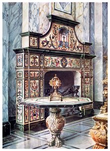 Chimneypiece and table in coloured Florentine mosaic