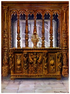 Henry II Carved Coffer or Bahut and Oak Screen of the Same French Period, 1910