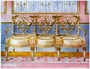 White Gilt and Painted Settee, Pergolesi Influence by Edwin Foley