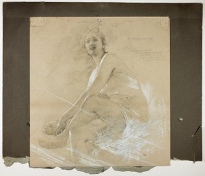 Terpsichore (recto), and Dancing Female Figure (verso), Mural Studies for Drawing Room Ceiling, Residence of Collis P. Huntington, now Yale University Art Gallery by Edwin Howland Blashfield
