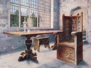 Oak Trestle Table. 