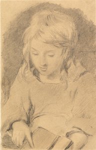 A Young Girl Carding Wool