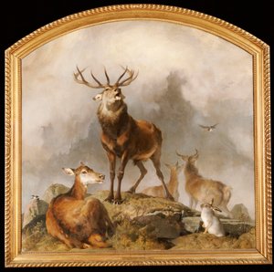 Scene in Braemar - Highland Deer by Edwin Landseer