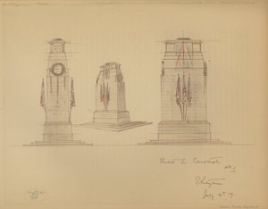 Sketch No 1 for the Cenotaph, Whitehall, Westminster, London by Edwin Landseer Lutyens