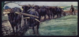 Oxen Ploughing on the Sussex Downs