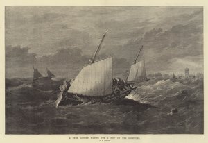A Deal Lugger Making for a Ship on the Goodwins by Edwin Weedon