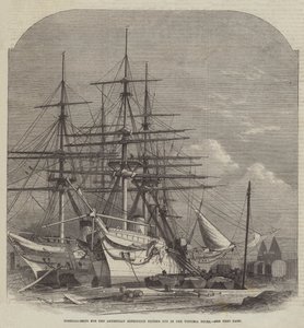 Hospital-Ships for the Abyssinian Expedition fitting out in the Victoria Docks by Edwin Weedon