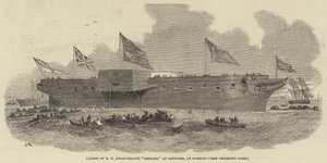 Launch of HM Steam-Frigate Leopard at Deptford by Edwin Weedon