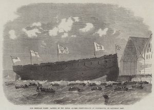 Our Ironclad Fleet, Launch of the Royal Alfred Screw-Frigate at Portsmouth, on Saturday Last by Edwin Weedon