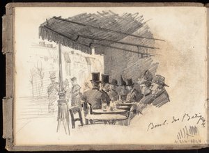 Outdoor Café in Paris, Boulevard des Batignolles, page from Järnefelt