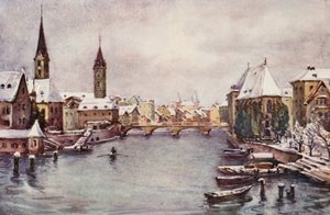 The Rhine: The River at Zurich, Winter by Effie Jardine