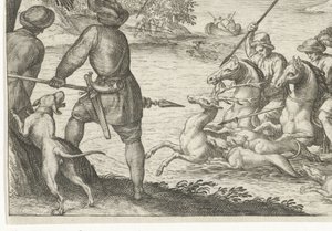 River Landscape with Deer Hunt by Egbert Jansz.