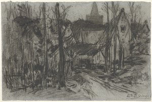 View of a Village through the Trees by Egbert Rubertus Derk Schaap