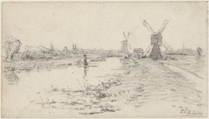 Landscape with River and Two Mills