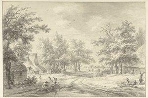 Landscape with Some Farmhouses and Figures by Egbert van Drielst