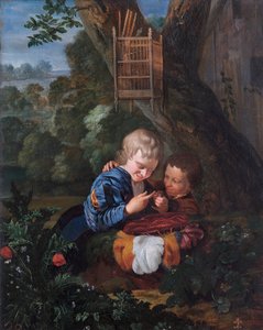 Boys with Trapped Bird by Eglon Hendrick van der Neer