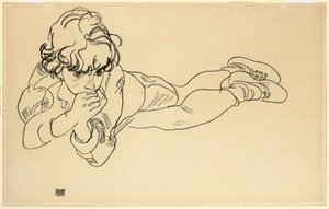 Boy Lying on His Stomach, 1918 by Egon Schiele