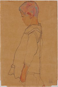 Child in profile facing left by Egon Schiele