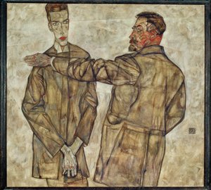 Double Portrait of the Central Inspector by Egon Schiele
