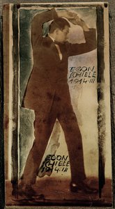 Egon Schiele with Raised Arms by Egon Schiele