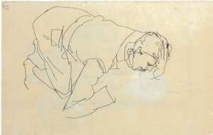 Erich Lederer in Profile, Hand to Head by Egon Schiele