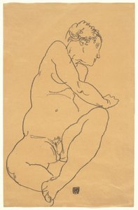 Female Nude Bending to the Left by Egon Schiele