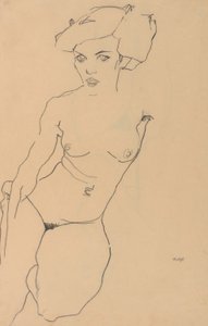 Kneeling Female Nude by Egon Schiele