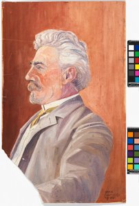 Leopold Czihaczek in Profile Against a Red Background by Egon Schiele