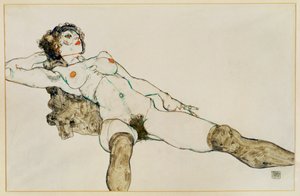 Reclining Female Nude with Spread Legs by Egon Schiele