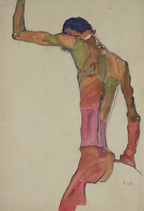 Male Nude with Arm Raised by Egon Schiele