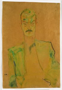 Nude on Coloured Fabric by Egon Schiele