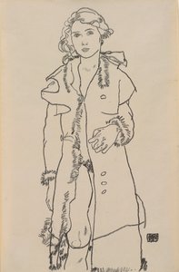 Nude with Fur Trimmed Coat, 1917