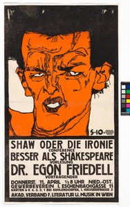 Poster "Shaw or the Irony" - Lecture by Egon Friedell by Egon Schiele