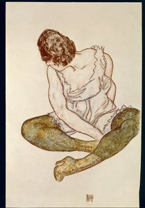 Seated Woman with Green Stockings by Egon Schiele
