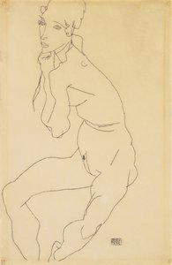 Seated Female Nude with Hand on Chin